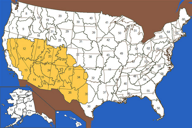 Southwest and Great Basin map